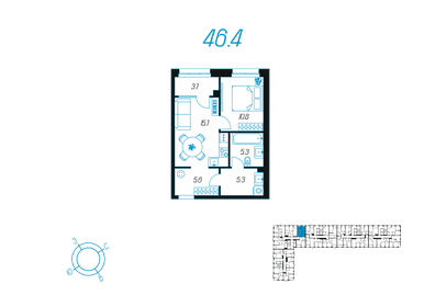 56,3 м², 1-комнатная квартира 7 547 214 ₽ - изображение 31