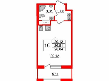 29,5 м², апартаменты-студия 8 350 000 ₽ - изображение 112