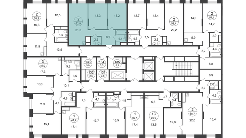 62,9 м², 2-комнатная квартира 15 025 750 ₽ - изображение 70