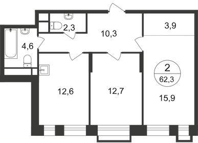 56 м², 2-комнатная квартира 14 600 000 ₽ - изображение 122