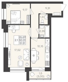 51,5 м², 2-комнатная квартира 6 696 300 ₽ - изображение 34