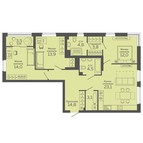 98,8 м², 3-комнатная квартира 14 700 000 ₽ - изображение 100
