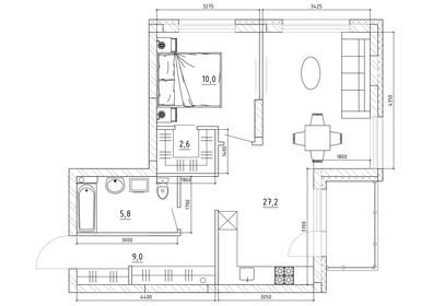 Квартира 61,1 м², студия - изображение 1