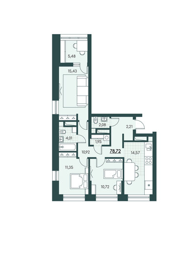 78,7 м², 3-комнатная квартира 6 615 000 ₽ - изображение 1