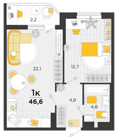 43,7 м², 1-комнатная квартира 7 000 000 ₽ - изображение 83
