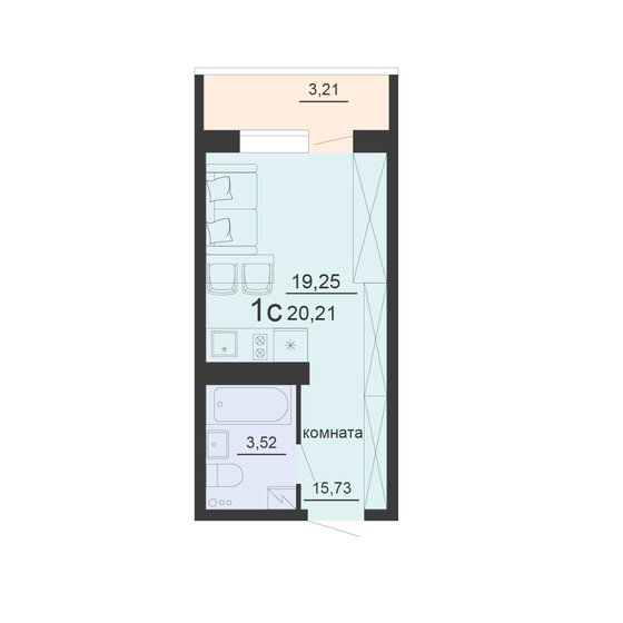 20,2 м², 1-комнатная квартира 2 510 313 ₽ - изображение 46