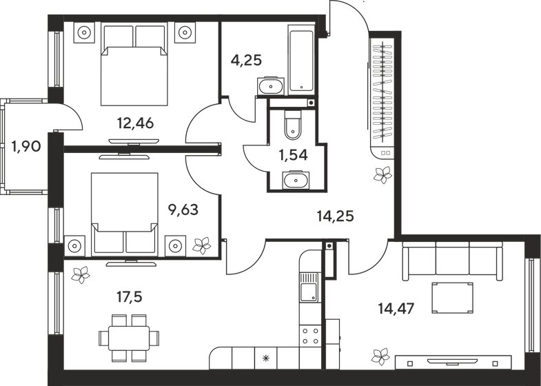 74,7 м², 3-комнатная квартира 10 380 000 ₽ - изображение 1