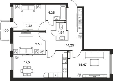 74 м², 3-комнатная квартира 10 500 000 ₽ - изображение 66