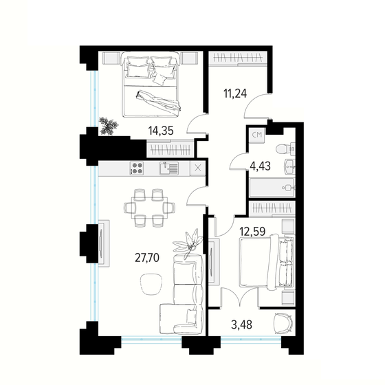 72,1 м², 2-комнатная квартира 12 860 925 ₽ - изображение 1