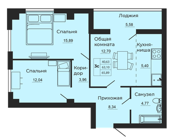 59,3 м², 3-комнатная квартира 6 450 000 ₽ - изображение 56