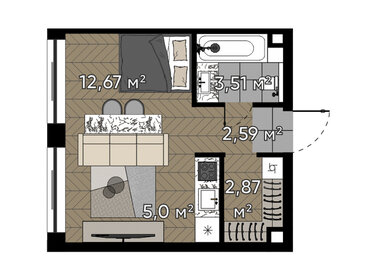 Квартира 26,6 м², студия - изображение 1