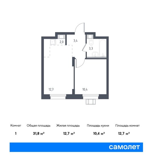 31,8 м², 1-комнатные апартаменты 5 147 746 ₽ - изображение 26