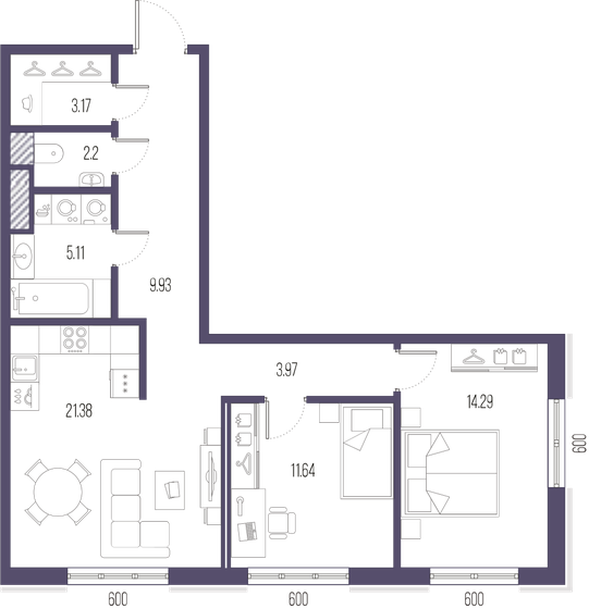 71,7 м², 2-комнатная квартира 24 447 900 ₽ - изображение 15