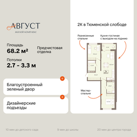 Квартира 68,2 м², 2-комнатная - изображение 1