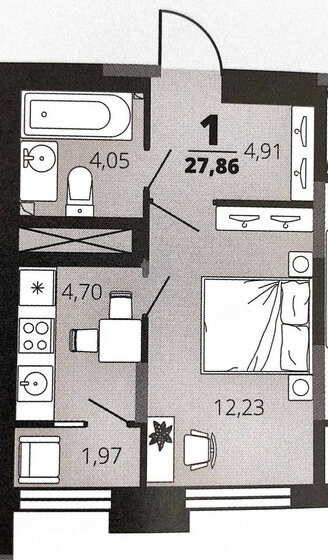 27,9 м², 1-комнатная квартира 2 999 999 ₽ - изображение 1