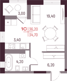 35,9 м², 2-комнатная квартира 4 350 000 ₽ - изображение 7