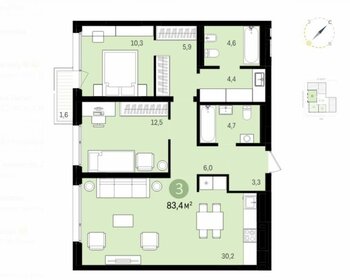 Квартира 84 м², 3-комнатная - изображение 2