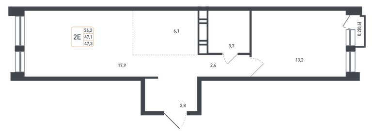 Квартира 47,1 м², 2-комнатная - изображение 1