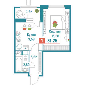 31,3 м², 1-комнатная квартира 6 165 000 ₽ - изображение 1