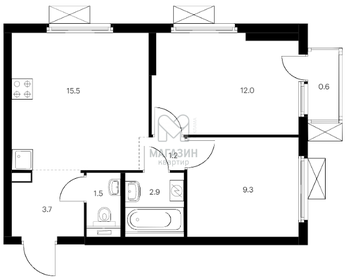 Квартира 46,7 м², 2-комнатная - изображение 1