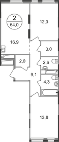 Квартира 64 м², 2-комнатная - изображение 1