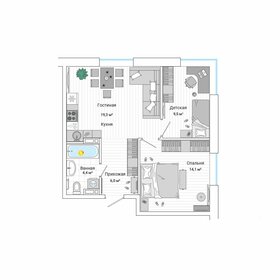 Квартира 54,2 м², 3-комнатная - изображение 1