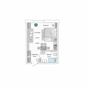 Квартира 33,3 м², студия - изображение 1