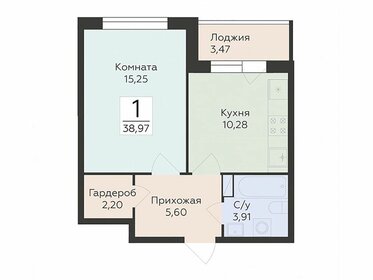Квартира 39 м², 1-комнатная - изображение 1