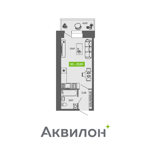 25,9 м², квартира-студия 2 875 835 ₽ - изображение 18