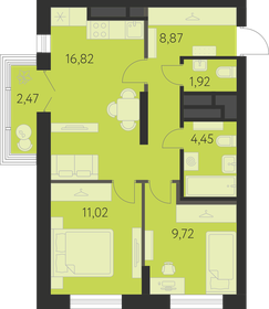 Квартира 53,5 м², 2-комнатная - изображение 1