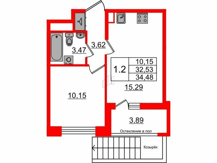 32,5 м², 1-комнатная квартира 9 550 206 ₽ - изображение 51