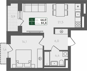 52,4 м², 1-комнатная квартира 7 307 850 ₽ - изображение 20