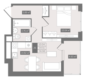 Квартира 37 м², 1-комнатная - изображение 1