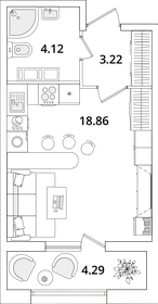 Квартира 28 м², студия - изображение 1