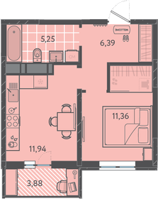 Квартира 36,1 м², 1-комнатная - изображение 1