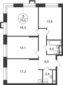 Квартира 79,5 м², 3-комнатная - изображение 1