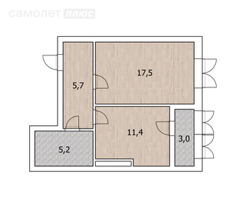 Квартира 43,8 м², 1-комнатная - изображение 1