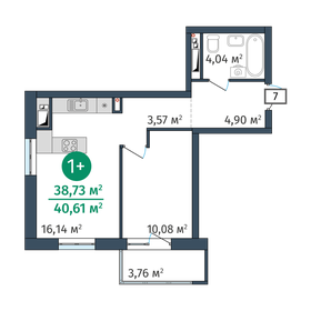 Квартира 38,7 м², 1-комнатная - изображение 1