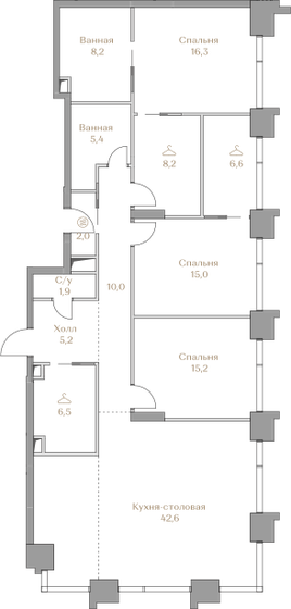 143,1 м², 3-комнатная квартира 233 496 000 ₽ - изображение 1