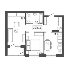 Квартира 61,1 м², 2-комнатная - изображение 2