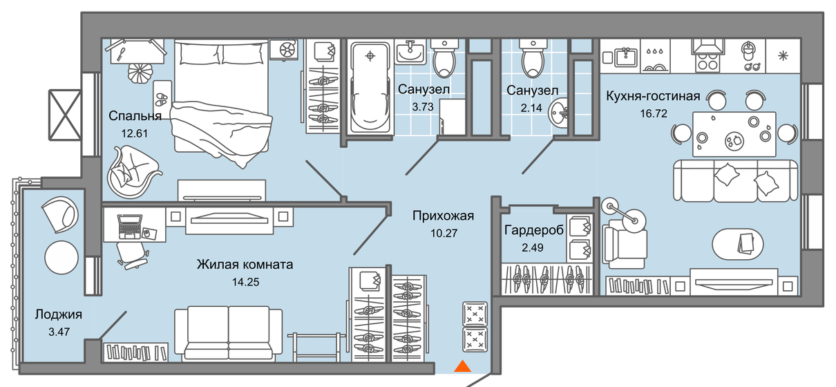 64 м², 3-комнатная квартира 5 633 995 ₽ - изображение 1