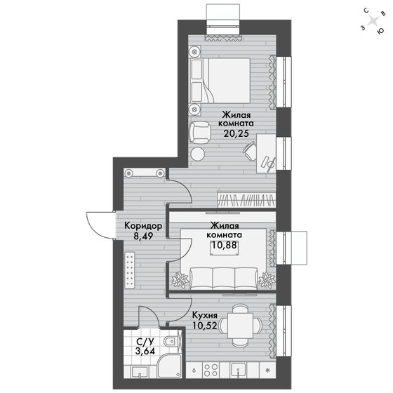 53,8 м², 2-комнатная квартира 7 129 615 ₽ - изображение 10