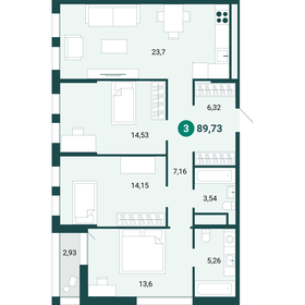 89,7 м², 3-комнатная квартира 12 450 000 ₽ - изображение 1