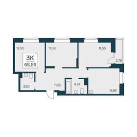 Квартира 68,9 м², 3-комнатная - изображение 1