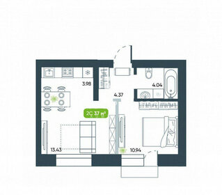 33 м², квартира-студия 4 100 000 ₽ - изображение 84