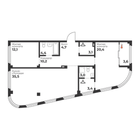 Квартира 96,8 м², 2-комнатная - изображение 1