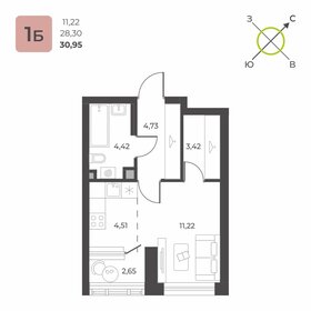 29,7 м², 1-комнатная квартира 4 406 000 ₽ - изображение 19