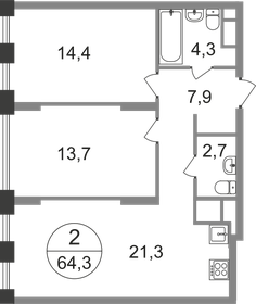68 м², 2-комнатная квартира 16 000 000 ₽ - изображение 55