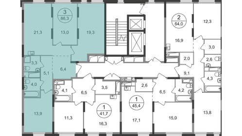 Квартира 86,3 м², 3-комнатная - изображение 2