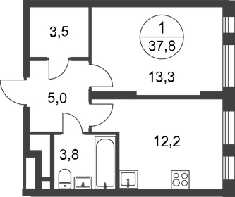 37,8 м², 1-комнатная квартира 12 491 867 ₽ - изображение 6